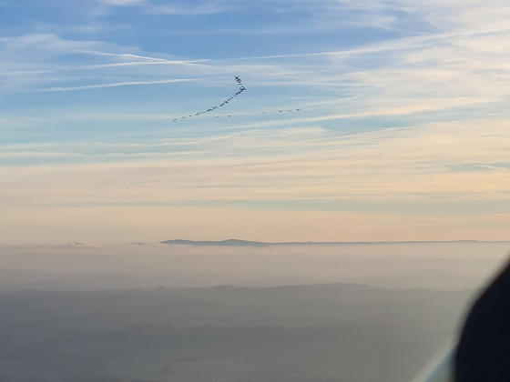 Sonnenuntergang und Inversion über dem Erzgebirge